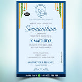 Seemantham Baby Shower ceremony invitation card in english language with flowers