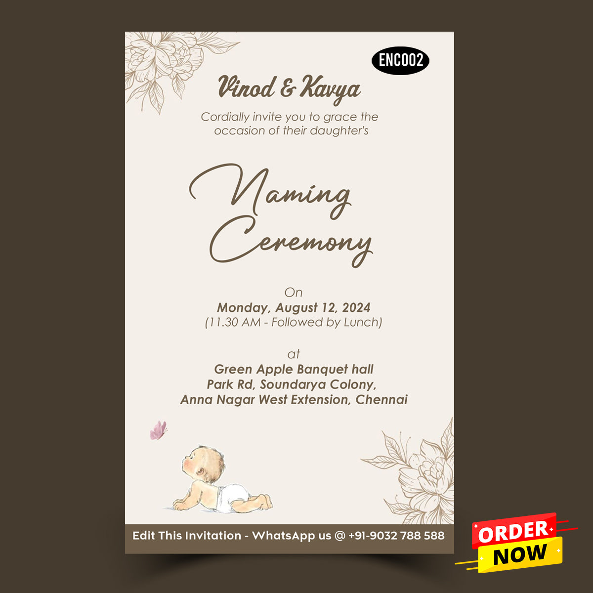 Adorable naming ceremony invitation baby theme