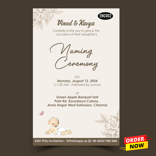 Adorable naming ceremony invitation baby  theme