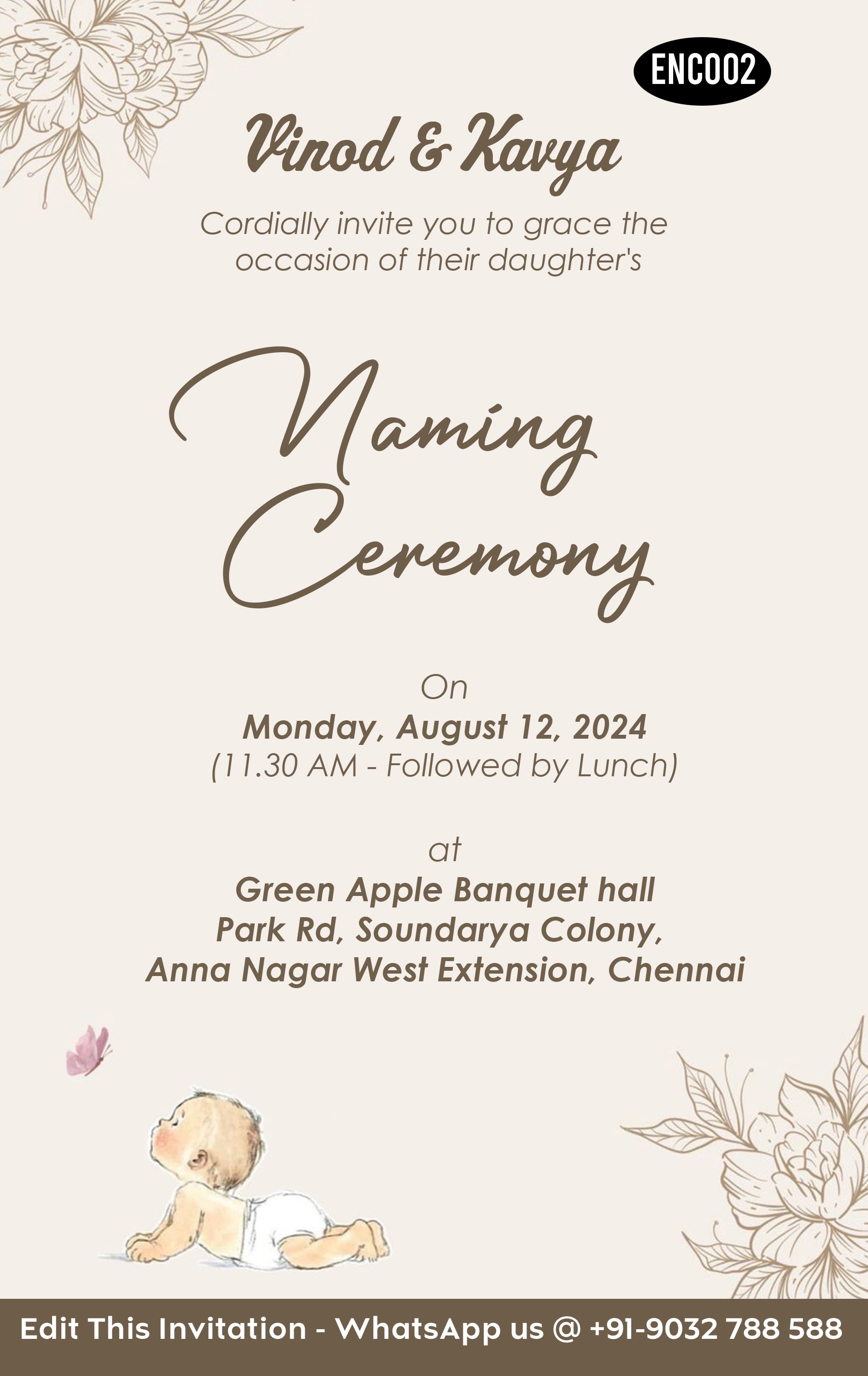 Namkaran Ceremony Invitation card maker in telugu