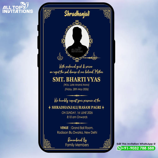 Rasam Pagri / Shraddanjali Invitation Card Template – Custom Digital Design - ED15