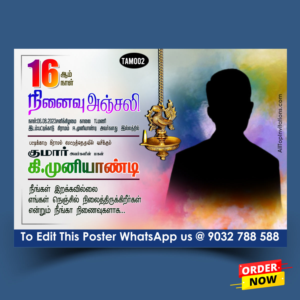 Ninaivu Anjali Tamil Poster Templates Editing Online – All Top Greetings