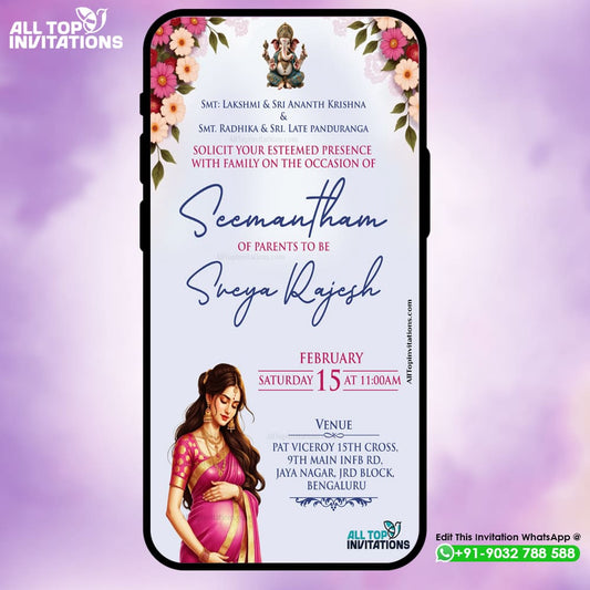 Hindu Baby Shower Invitation in English - ES003