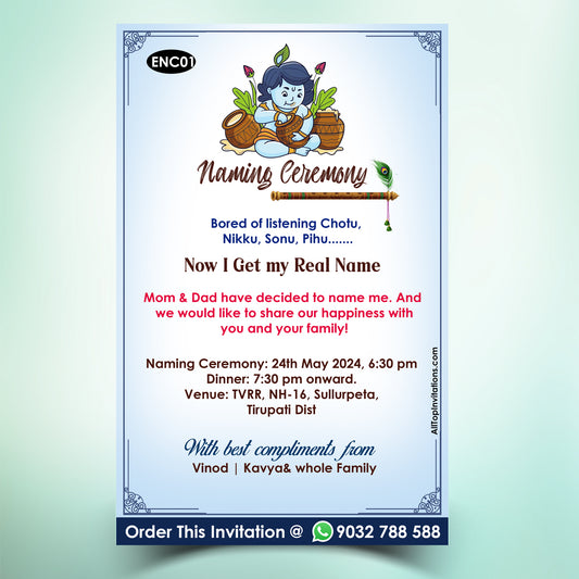 Naming Ceremony Invitation Card Making Online - ENC01