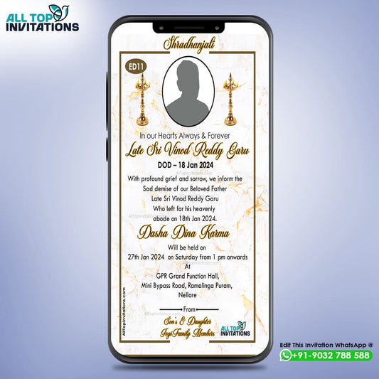 Shradhanjali Invitation Template with Photo Upload - ED11