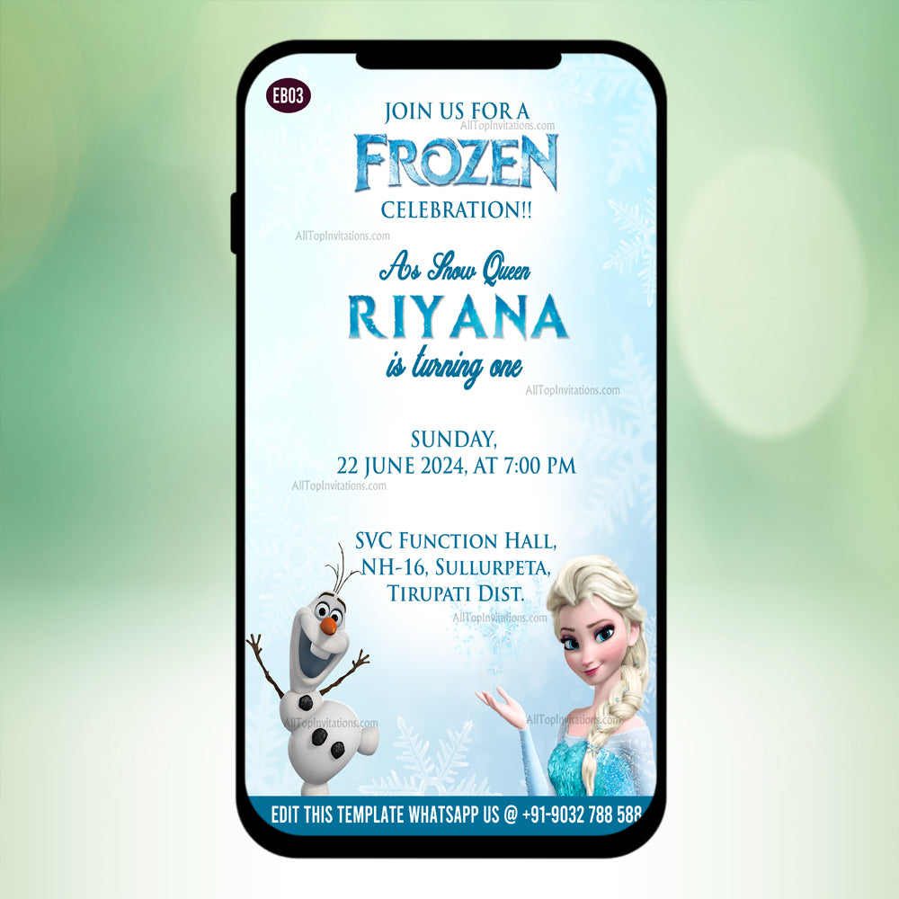Frozen Theme Birthday Invitation Card - EB03