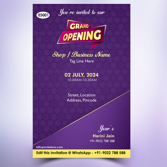 Business Grand Opening Invitation Card - ES001