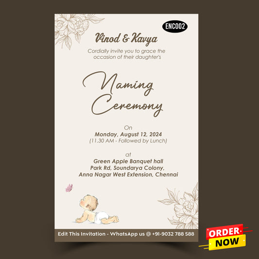 Simple Naming Ceremony Invitation Card - ENC002