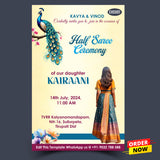 Half Saree Ceremony Invitation Card Template - EHS001