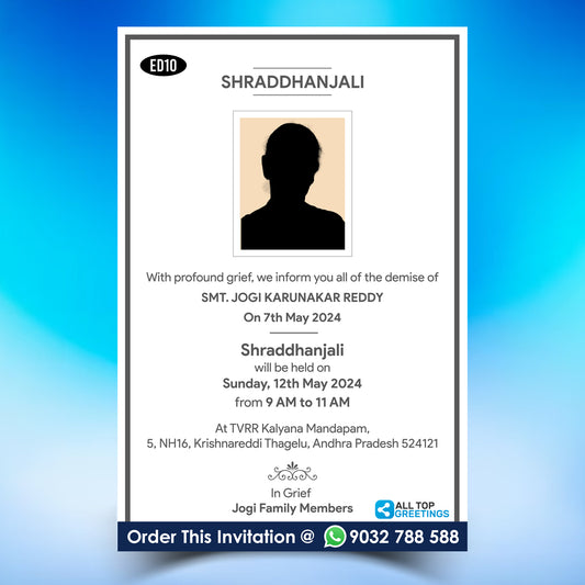 Shraddhanjali Invitation Card Editing Online - ED10
