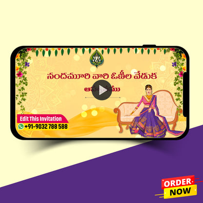 Half Saree Function Video Invitation Template Order Online