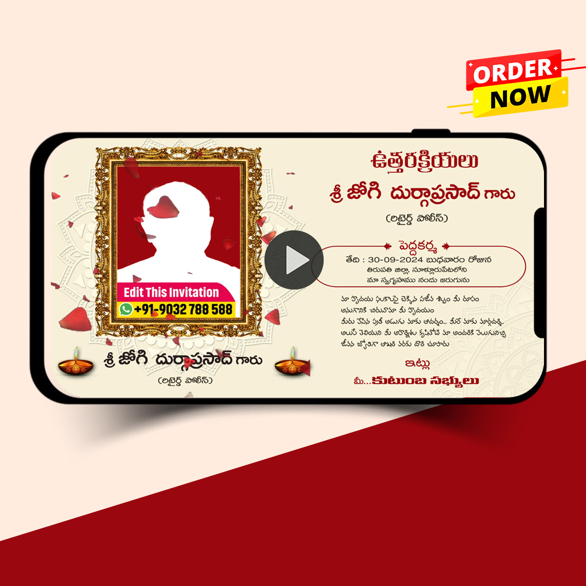 Telugu Shraddanjali Invitation Video Making & Editing Online